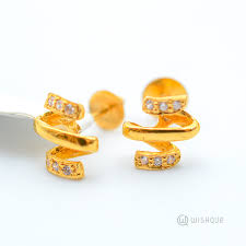 22kt gold spiral earring set wishque