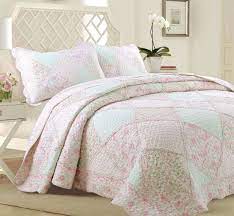 Quilt Bedding Set Fl Pink