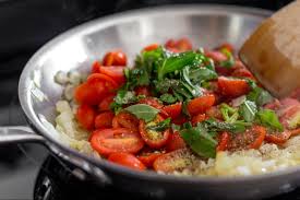 salmon and melting cherry tomatoes