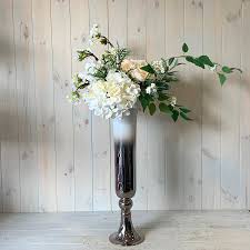 Learn to arrange flowers for different vase shapes with our helpful guide! Silk Flowers Creams Greens And Whites In Tall Vase Blooming Amazing