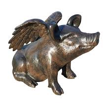 Baby Sitting Pig With Wings Aluminum
