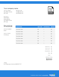 Word Invoice Template Free Download Send In Minutes