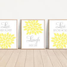 Yellow Gray Wall Art Live Laugh Love
