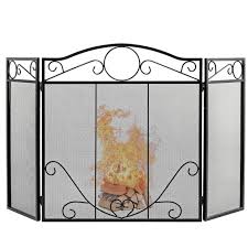 3 Panel Folding Metal Fireplace Screen