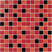 Modern Square Black Orange Red Glass