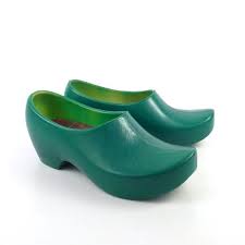 Plastic Green Clogs Shoes Vintage 1980s
