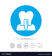 Tooth Implant Sign Icon Dental Care Symbol