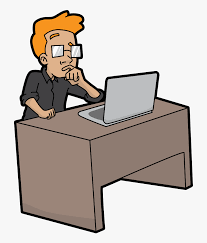 Computer reaction faces are reaction face images used to express the emotions of someone sitting in front of a computer screen, which often take the form of comic illustrations and animated gifs. Cartoon Guy In Deep Thought Using A Computer Guy On Computer Cartoon Hd Png Download Kindpng