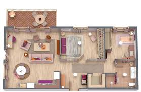 2 bedroom floor plan with blush décor