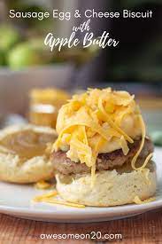 sausage egg cheese biscuit with apple