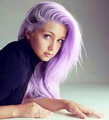 purple hair color and no makeup faze