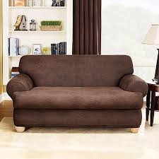 2 Piece T Cushion Sofa Slipcover Brown