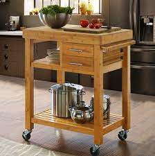 Featuring two, mirrored shelves, set in an oval metal frame with castors. Amazon Com Rolling Bamboo Wood Kitchen Island Cart Trolley Kitchen Trolley Cart On Wheels Rolling Kitchen Cart With Drawers Shelves Towel Rack Locking Casters Sports Outdoors