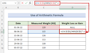 Calculate Weight Gain Or Loss In Excel