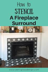 paint fireplace tile using a stencil