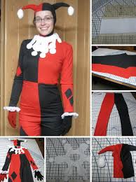 For a diy skirt, take some black and red cloth, a pair of scissors and an elastic tape. Diy Harley Quinn Costumes Crafts 2017