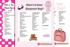 your sleepover bag slumber party game