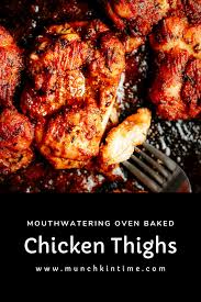 Garlic chicken thighs these juicy and tender boneless skinless garlic chicken thighs only require 6 ingredients, one pan and 15 minutes. Oven Baked Chicken Thighs Recipe Chicken Thigh Recipes Baked Chicken Thights Recipes Oven Baked Chicken Thighs