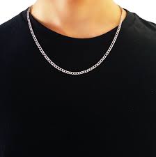 mens silver cuban chain 4mm width