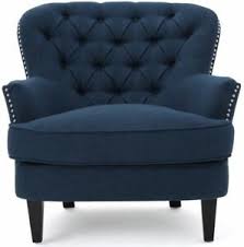 Modern simple style living room design blue vintage faux leather recliner archibald accent sofa chairs with arms. Dark Blue Tufted Wingback Accent Chair Wing Club Arm Chairs Nailhead Armchair Ebay