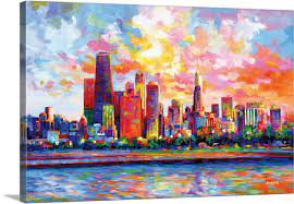 Chicago Skyline Wall Art Canvas Prints