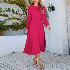 long sleeve midi dress hot pink