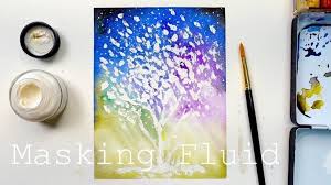 masking fluid galaxy tree painting