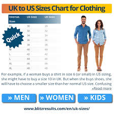 uk to us sizes charts women men
