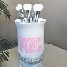 glam pink glitter makeup brush holder