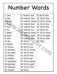 numbers in words 1 50 worksheet