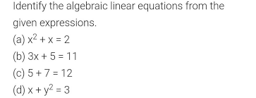 Identify The Algebraic Linear Equations