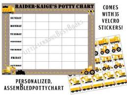 Potty Chart Construction Themed With Days Of The Week And 35 Stickers Hook And Loop