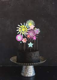 paper firework cake topper the house