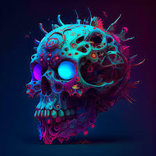 skull with colorful pattern on dark