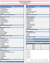 Free Personal Balance Sheet Template Excel Google Search