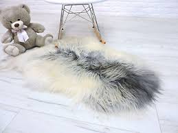 real icelandic sheepskin rug white grey