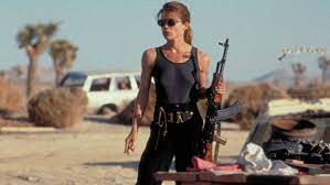 The arms have an intricate engraved pattern and are finished with dark tortoiseshell acetate tips. The Timeless Feminism Of Sarah Connor In Terminator 2 Kqed