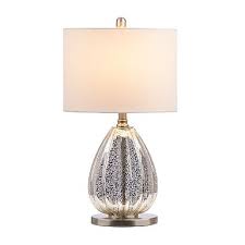 silver oval mercury glass table lamp