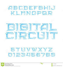 Digital Circuit Board Alphabet Font Digital Hi Tech Style Letters