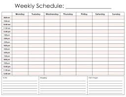 Template Schedule Weekly Hourly Weekly Calendar Template