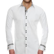 White With Black French Cuff Shirts