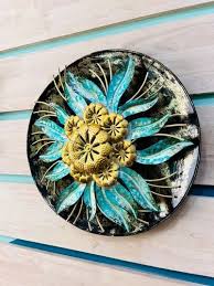 Shield Flower Wall Art 20 Inch Teal