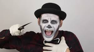 horrible man clown makeup threatens his