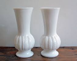Large Milk Glass Randall Vases Feathers