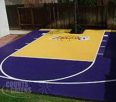 Explore uni watch's photos on flickr. A Custom Backyard Half Court Basketball Court For The True Lakers Fan In Bakersfield Basketball Court Backyard Outdoor Basketball Court Home Basketball Court