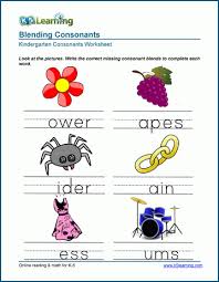 writing consonant blends worksheets for