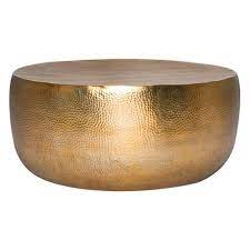 hammered drum coffee table 95cm gold