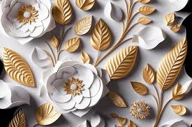 3d Fl Craft Wallpaper Golden Gray