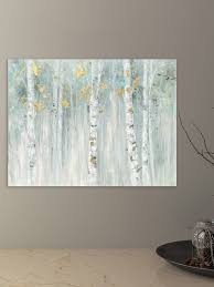 1pc Birch Tree Canvas Wall Art Teal And