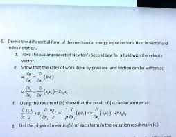 Mechanical Energy Equation For A Fluid